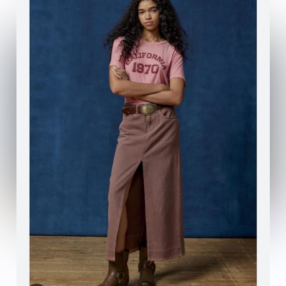 Urban Outfitters BDG Mandi A- Line Denim Maxi Skirt with Raw Hem - Picture 1 of 8